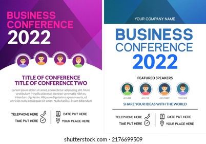Business conference template banner design corporate seminar. Business meeting forum poster