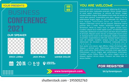 Business Conference Templates Design, turquoise color background with flat style