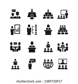 Business conference vector icon set