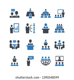 Business Conference Vector Icon Set