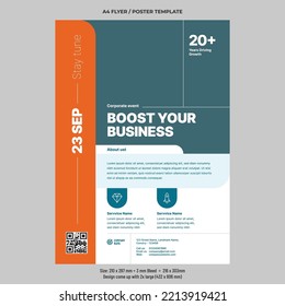 Business Conference, Virtual Event, Business Marketing Webinar Flyer Or Poster Design Template