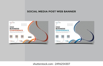  Business conference web banner template design.