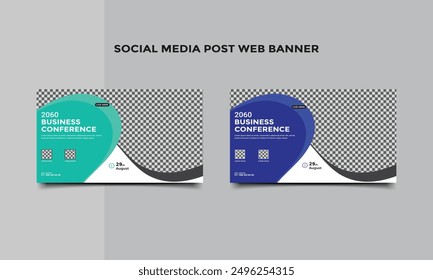  Business conference web banner template design.