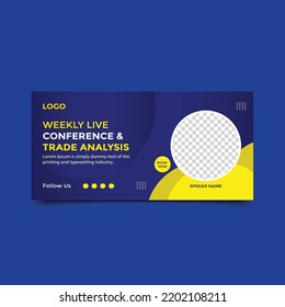 Business Conference webinar banner invitation and social media post template.online Business invitation or live conference banner design

