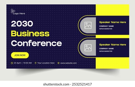 Business conference webinar banner template, web seminar for social media post, fully editable vector eps 10 file format