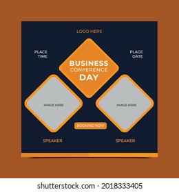 Business conference webinar invitation or live conference social media web banner design template. Vector EPS 10