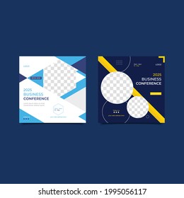 Business conference webinar social media invitation template design. Online business conference meeting,businessmen and flyer design layout template in A4 size..eps