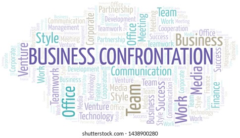 Business Confrontation word cloud. Collage made with text only.