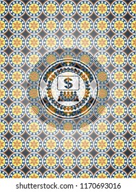 business congress icon inside arabesque style emblem. arabic decoration.