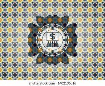 business congress icon inside arabesque style badge. arabic decoration.