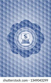 business congress icon inside blue hexagon badge.