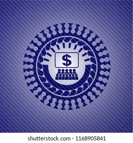 business congress icon inside emblem with jean texture