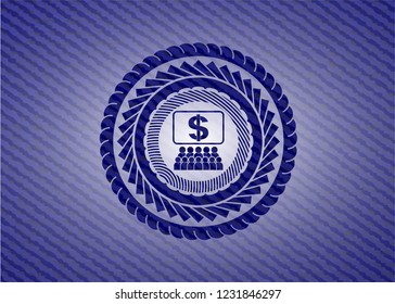 business congress icon inside emblem with jean background