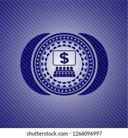 business congress icon inside emblem with jean high quality background