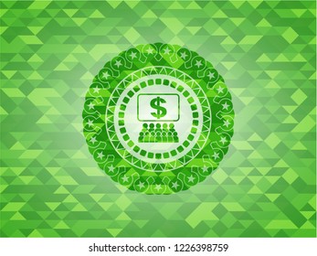 business congress icon inside green emblem with mosaic ecological style background