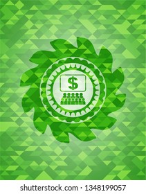 business congress icon inside green emblem. Mosaic background