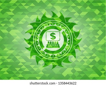 business congress icon inside green emblem with mosaic background