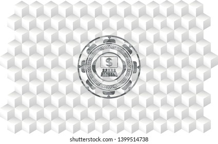 business congress icon inside grey emblem. Retro with geometric cube white background