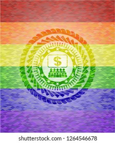 business congress icon inside lgbt colors emblem 