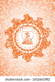 business congress icon inside orange mosaic emblem