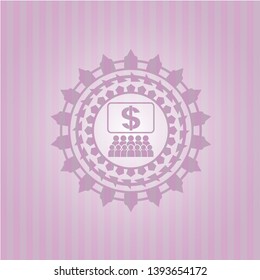 business congress icon inside pink emblem