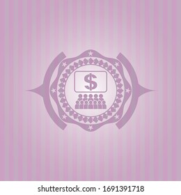 business congress icon inside pink emblem. Retro