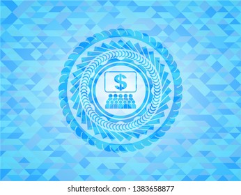 business congress icon inside realistic sky blue emblem. Mosaic background