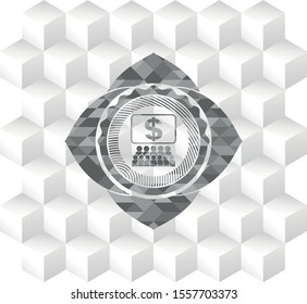 business congress icon inside realistic grey emblem with cube white background