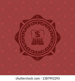 business congress icon inside red emblem. Retro