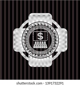 business congress icon inside silvery emblem or badge