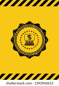 business congress icon inside warning sign, black grunge emblem. Vector Illustration. Detailed.