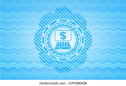 business congress icon inside water representation style emblem.