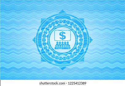 business congress icon inside water wave badge background.