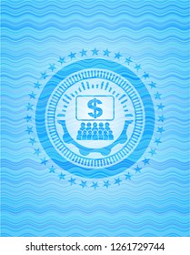 business congress icon inside water wave badge.