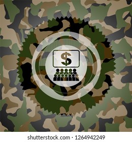 business congress icon on camo texture
