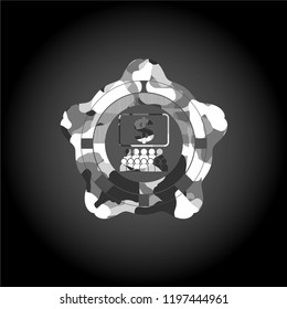 business congress icon on grey camouflage pattern