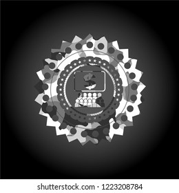 business congress icon on grey camouflaged pattern