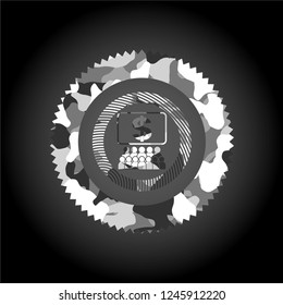 business congress icon on grey camouflage pattern