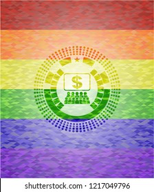 business congress icon on mosaic background with the colors of the LGBT flag