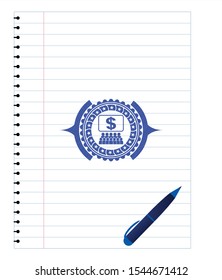 business congress icon pen effect. Blue ink. Vector Illustration. Detailed.