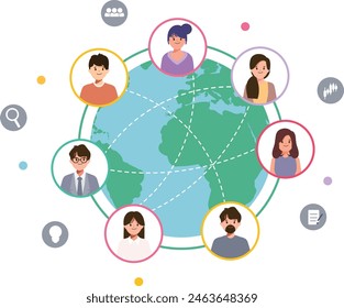 Business connected world concept with business people. Online world. Internet communication.