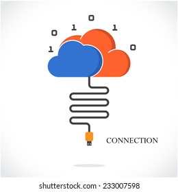 Business connection and cloud technology computing. Business and technology sign. Vector illustration