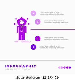 Business, connection, human, network, solution Infographics Template for Website and Presentation. GLyph Purple icon infographic style vector illustration.