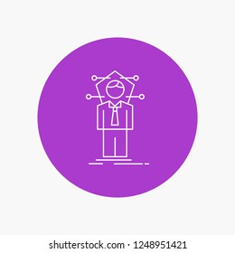 Business, connection, human, network, solution White Line Icon in Circle background. vector icon illustration