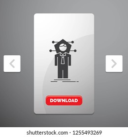 Business, connection, human, network, solution Glyph Icon in Carousal Pagination Slider Design & Red Download Button