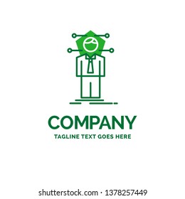 Business, connection, human, network, solution Flat Business Logo template. Creative Green Brand Name Design.