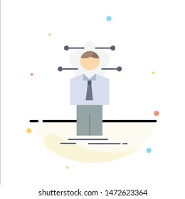 Business, connection, human, network, solution Flat Color Icon Vector