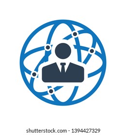 Business connectivity icon. Organizer Admin Leader Icon. Global Business Communication Icon.