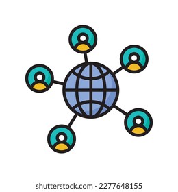 Ilustración de diseño de iconos rellenada por vector de conectividad empresarial. Símbolo de desarrollo y marketing SEO sobre el fondo blanco del archivo EPS 10
