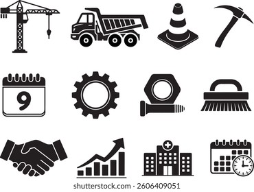 Business and construction icon set, Eps file, Editable file